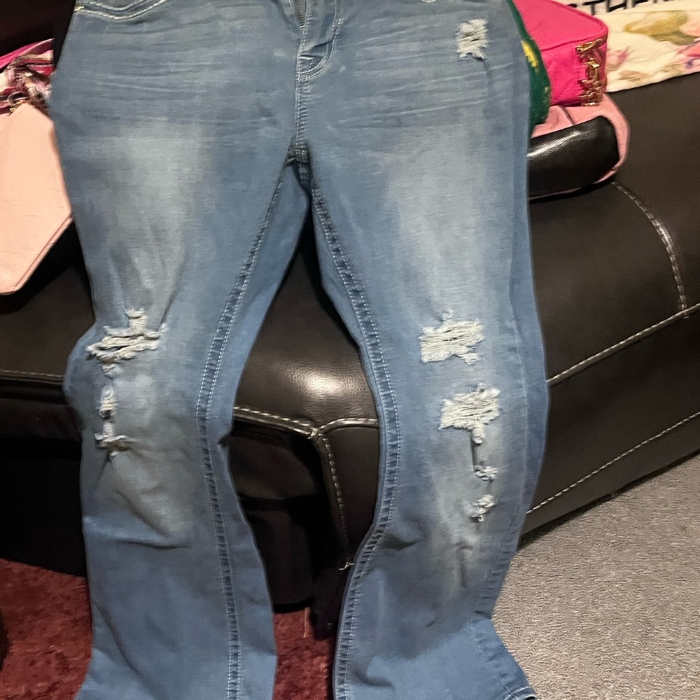 Ya Los Angeles Blue Distressed Boot Cut Jeans